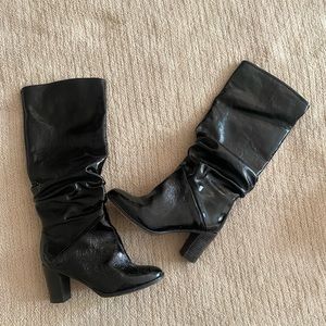Free People Tennison Black Patent Leather Knee High Boots